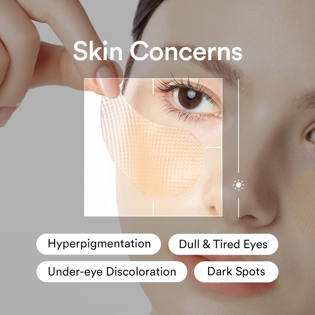 Glutathione Kojic Acid Eye Patches for Radiance Dark Circles & Dark Spots, with Tone-Up Jelly, 60 Count, Korean Skin Care