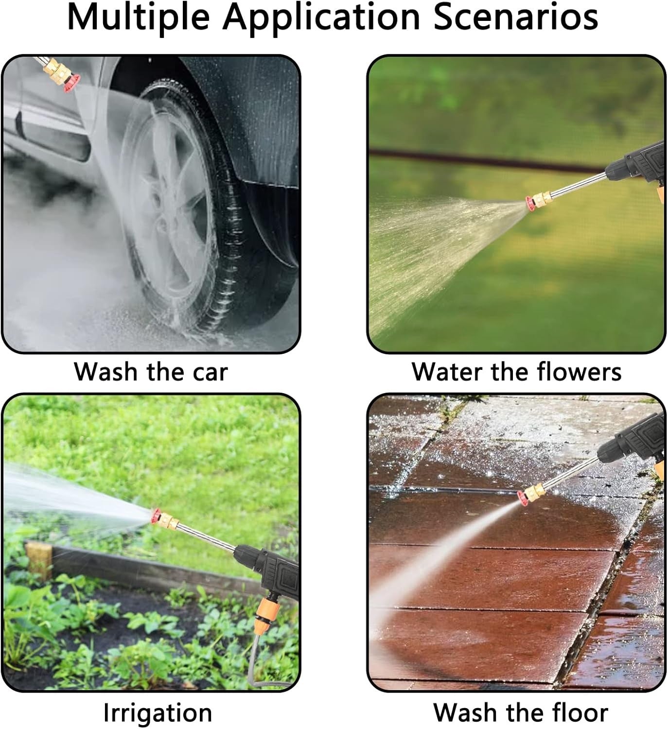 Cordless Pressure Washer, 24V Portable Power Washer with Copper Motor (Black)