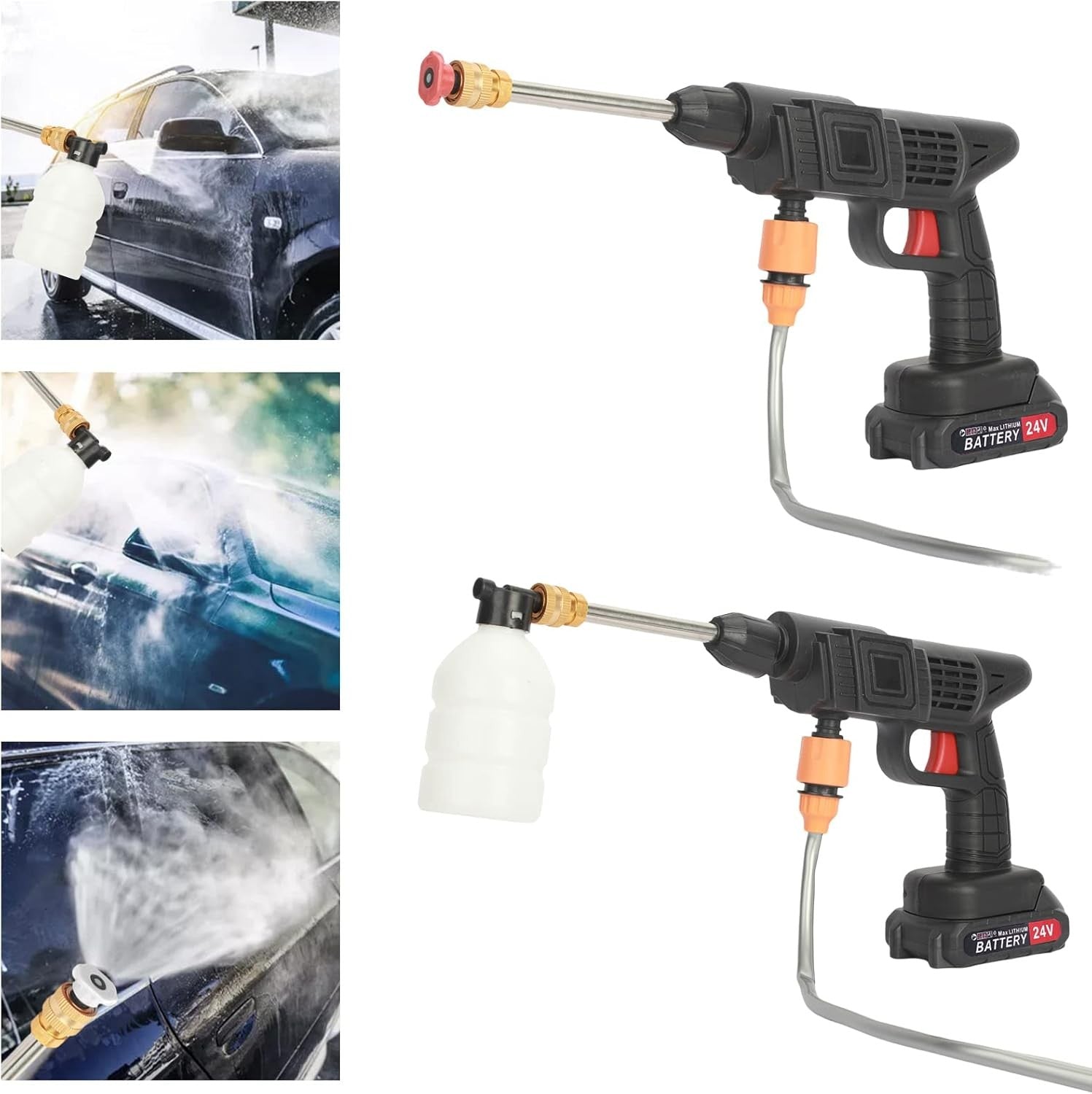 Cordless Pressure Washer, 24V Portable Power Washer with Copper Motor (Black)